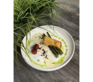 Палтус со спаржей под сливочным соусом | SakhFood